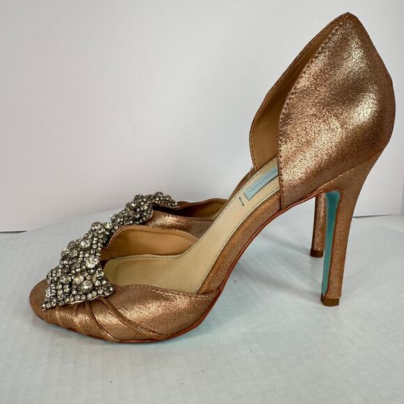 Blue by Betsey Johnson Crystal Rhinestone Stilettos Sz 7.5 PrincessCore Romantic - Picture 2 of 8